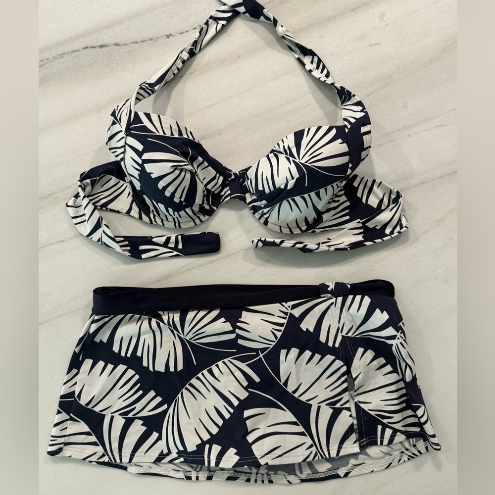 Tommy Bahama Navy & White Tropical Leaf Pattern Bikini Set